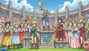 ドラゴンクエストのヒロイン人気ランキングを象徴する表彰台のイメージ