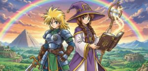 ドラゴンクエスト3のヒロイン像を代表する女性の戦士と賢者のイラスト