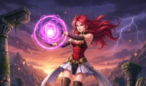 ドラゴンクエスト8の人気ヒロイン、ゼシカをイメージした赤髪の女性魔法使い