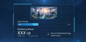 ps5 鳴潮 容量とストレージ設定画面