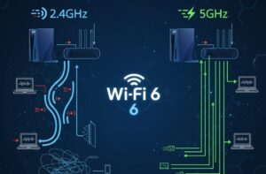 PS5のWi-Fi 6通信における2.4GHz帯と5GHz帯の違いを比較した図