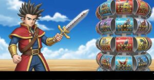 ドラクエウォークのふくびきを引いて星5武器を狙う場面