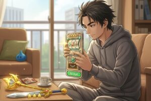 ドラクエウォークを家の中でプレイしながらリセマラしている人