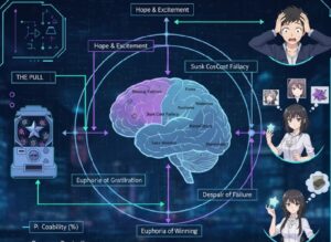 ガチャの心理戦をイメージしたメンタル分析図。