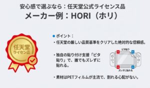 任天堂公式ライセンス品HORIの保護フィルムとピタ貼り機能の特徴