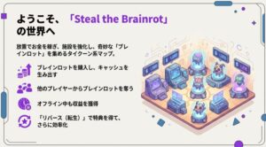 放置で稼ぎ施設を強化するタイクーン系マップのゲーム概要図解