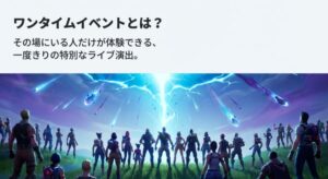 ワンタイムイベントとは、その場にいる人だけが体験できる一度きりの特別なライブ演出のこと