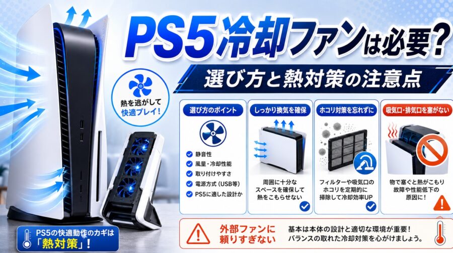 PS5冷却ファンは必要?選び方と熱対策の注意点