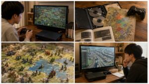 PS2で歴史戦略や盤面戦術、鉄道都市開発シミュレーションをじっくり遊ぶ日本人プレイヤー